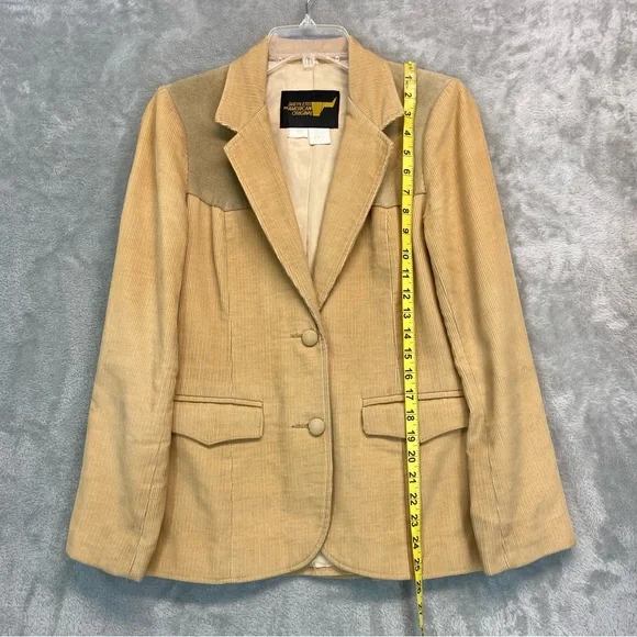 Vintage 70s Western Corduroy Leather Light Mustard Size S - Picture 5 of 11